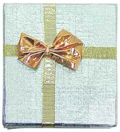 12 Boxes - Linen Silver Bow Tie Gift Boxes for Rings - 2" x 2 1/8" x 1 3/8"