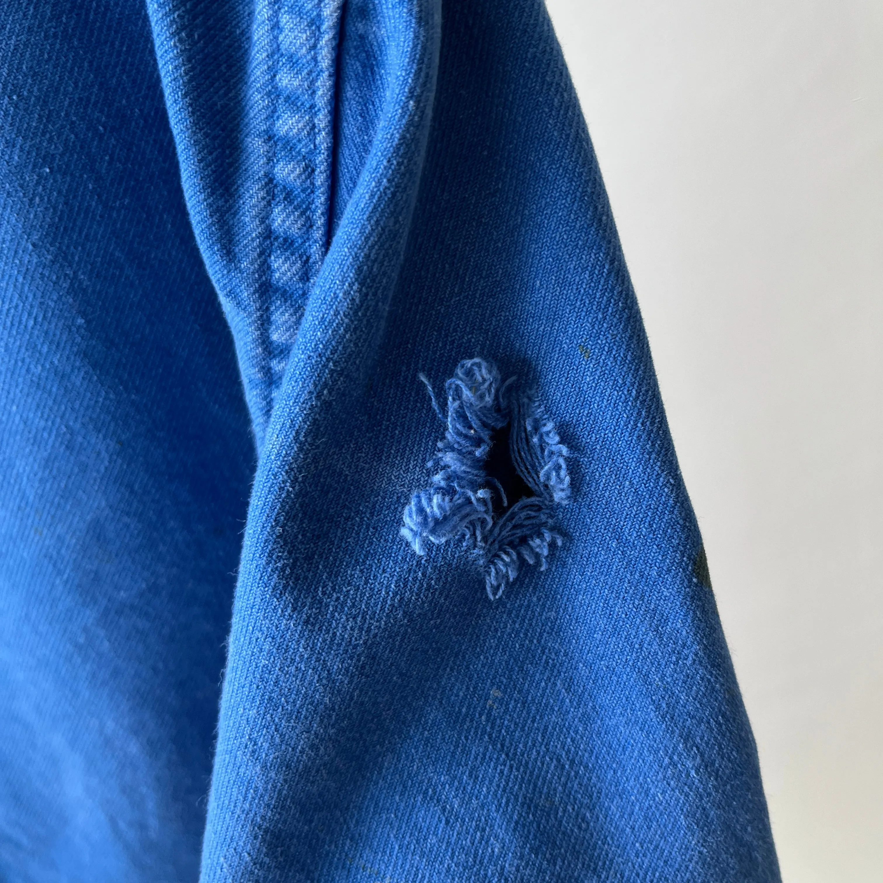 1980s Classic Chore Coat with a Single Red Button - Thrashed