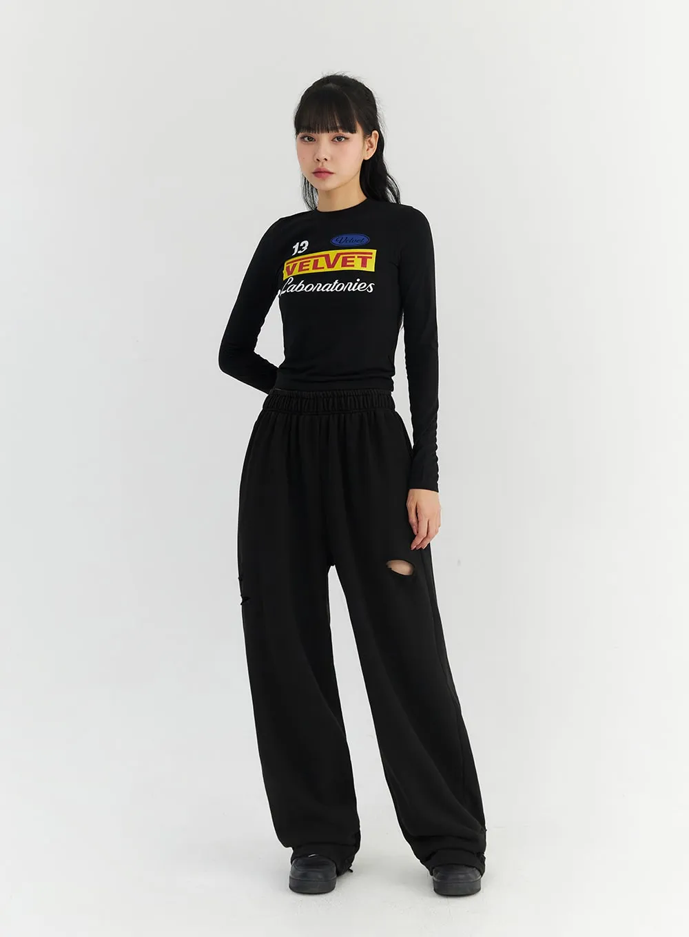 Cut-out Cotton Wide Pants CO327