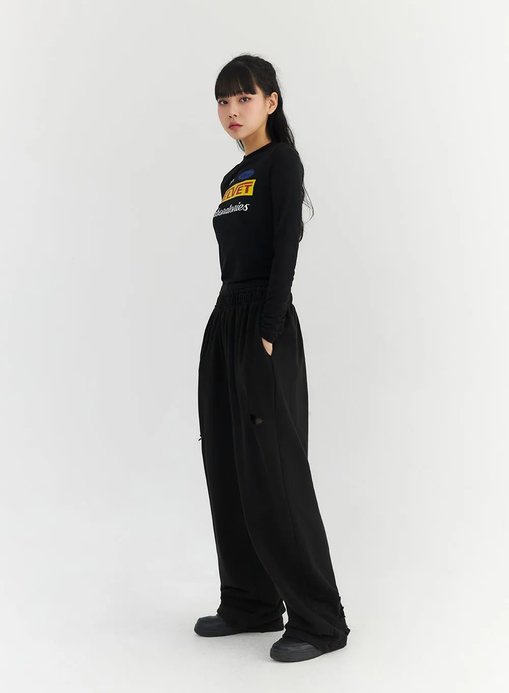 Cut-out Cotton Wide Pants CO327