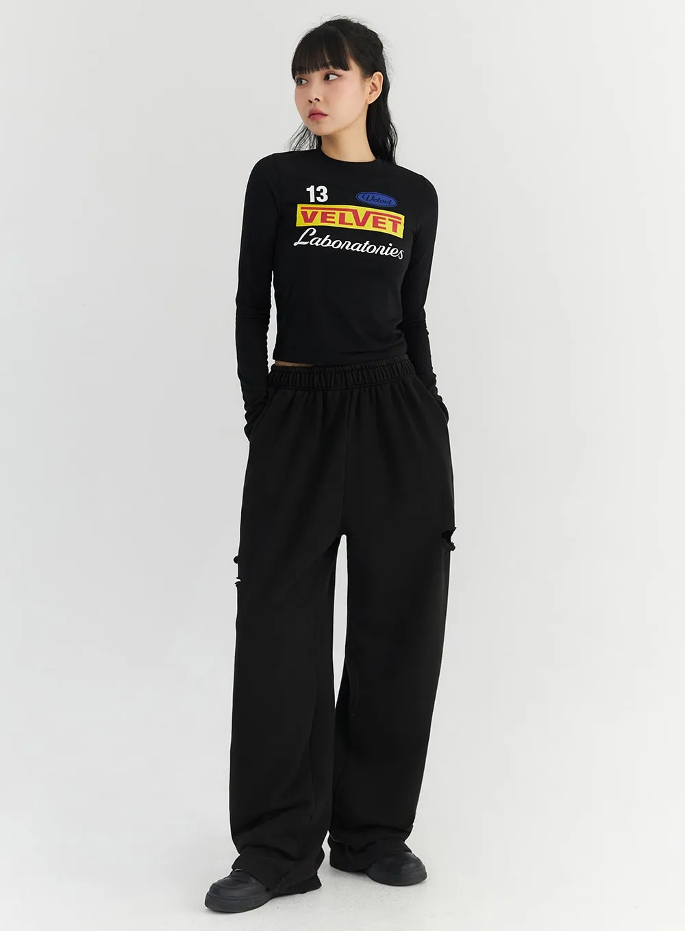 Cut-out Cotton Wide Pants CO327