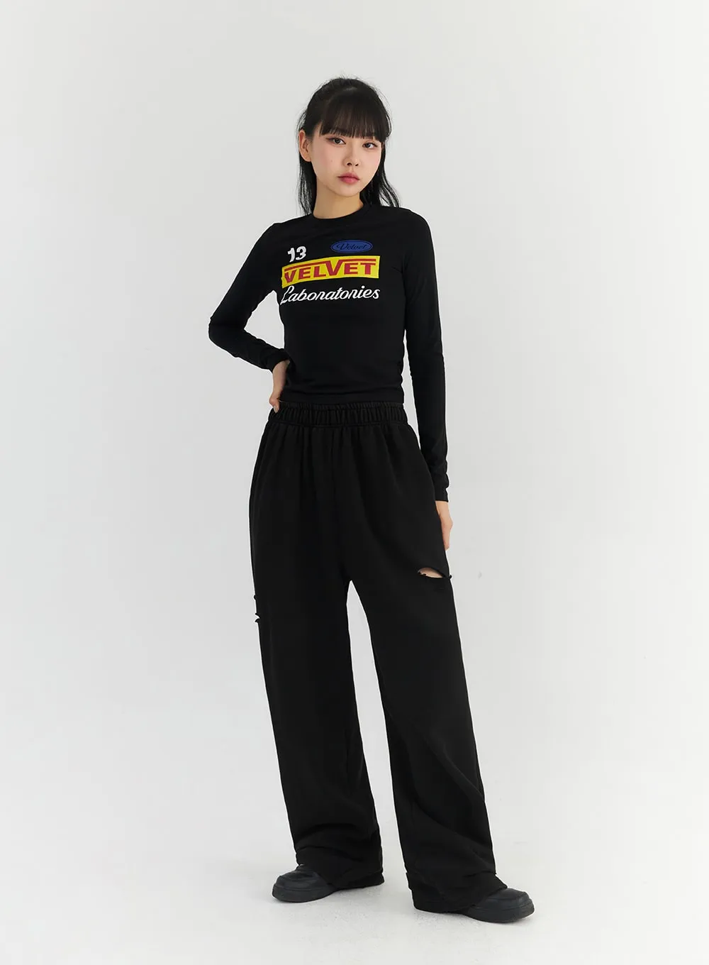 Cut-out Cotton Wide Pants CO327
