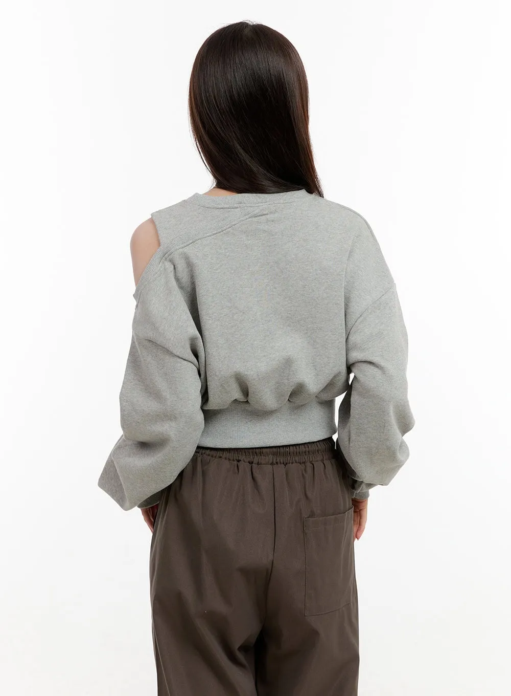 Cut-Out Shoulder Crop Sweatshirt OG429