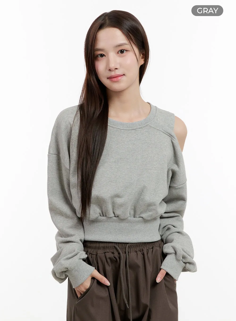 Cut-Out Shoulder Crop Sweatshirt OG429