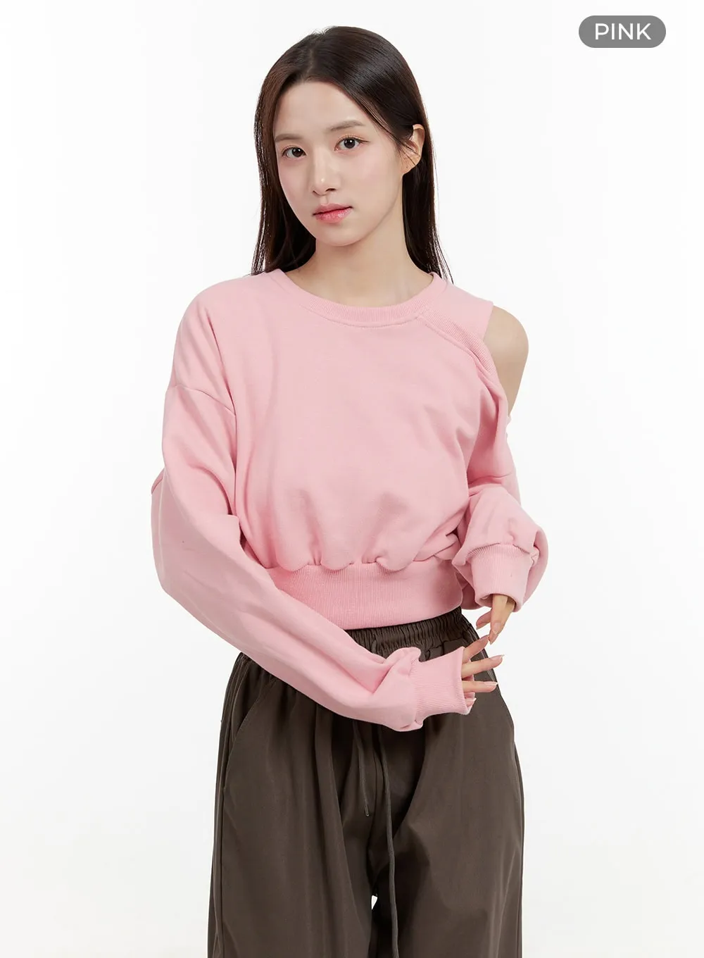 Cut-Out Shoulder Crop Sweatshirt OG429