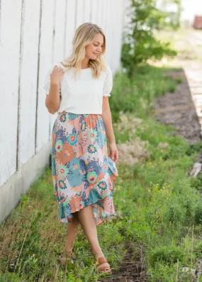 Floral Patchwork Wrap Midi Skirt - FINAL SALE