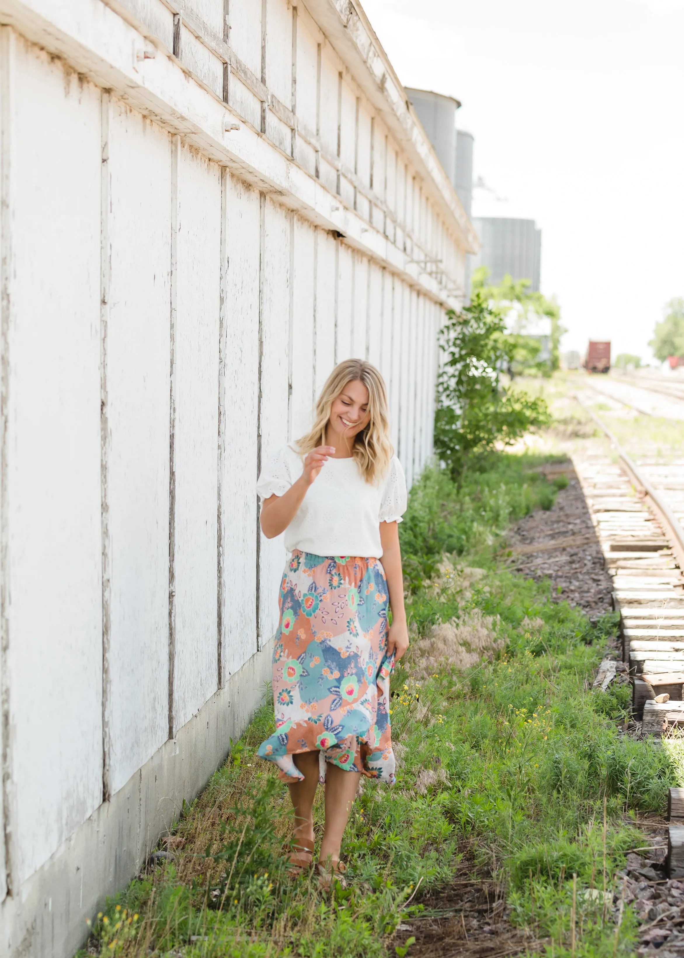 Floral Patchwork Wrap Midi Skirt - FINAL SALE