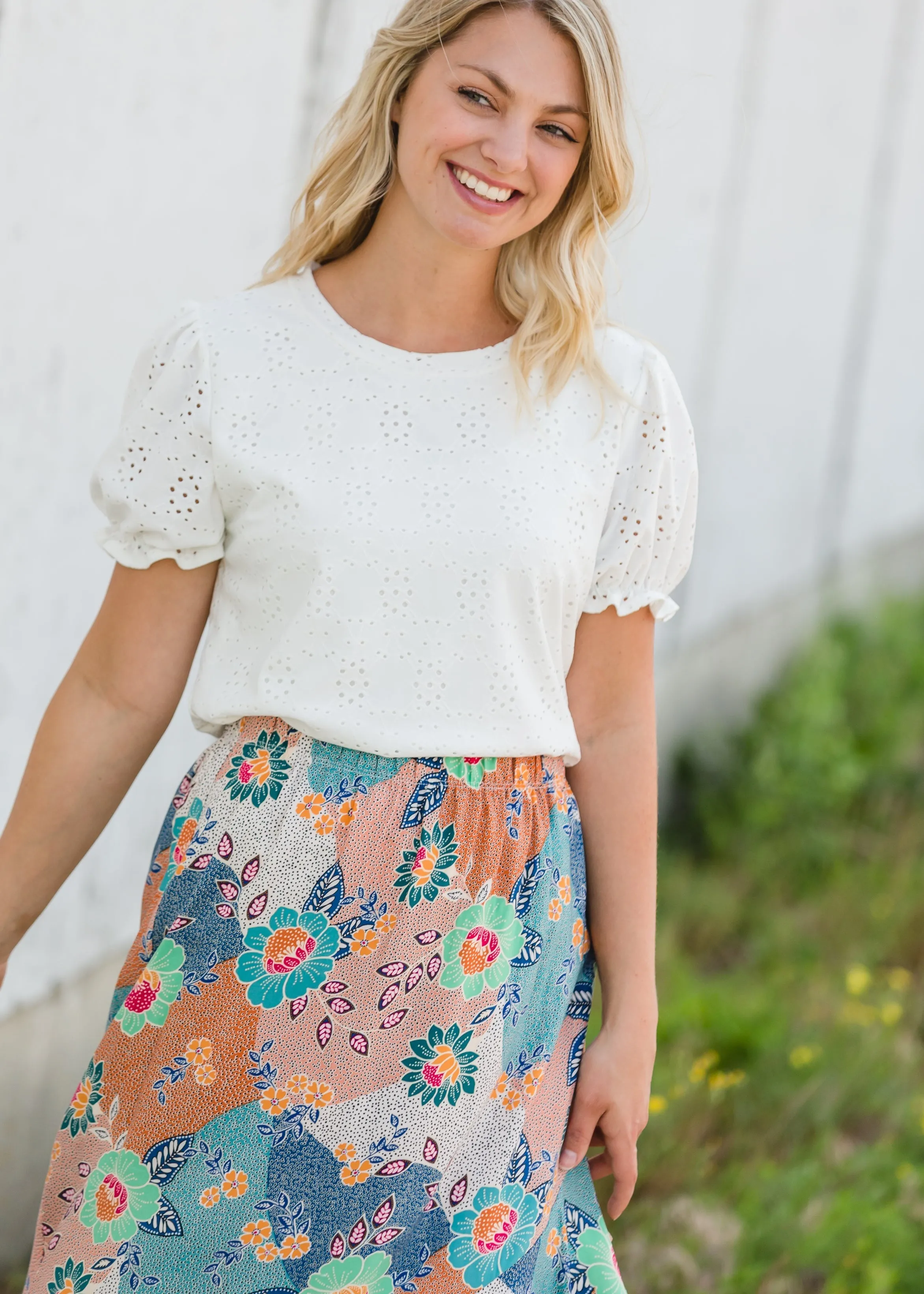 Floral Patchwork Wrap Midi Skirt - FINAL SALE