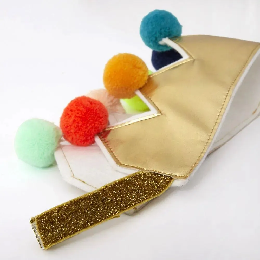 Gold pompom crown