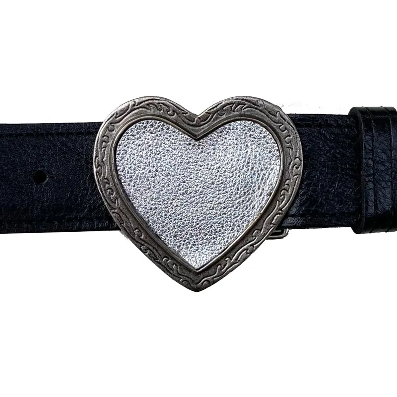 Heart Belt - Black wSilver Heart