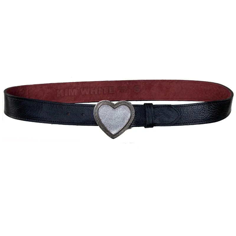 Heart Belt - Black wSilver Heart