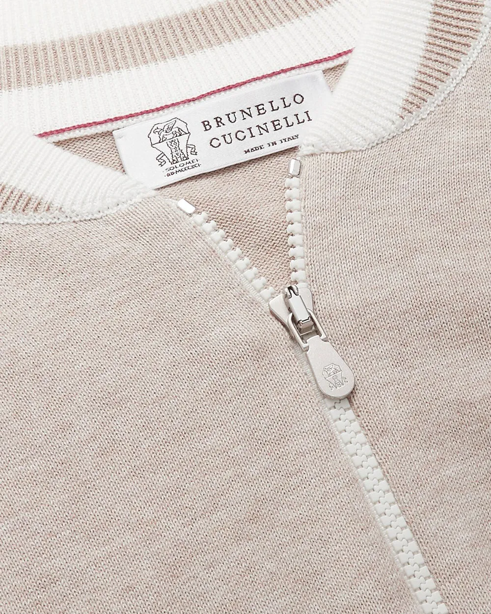 Knit Zip Up Cardigan in Tan