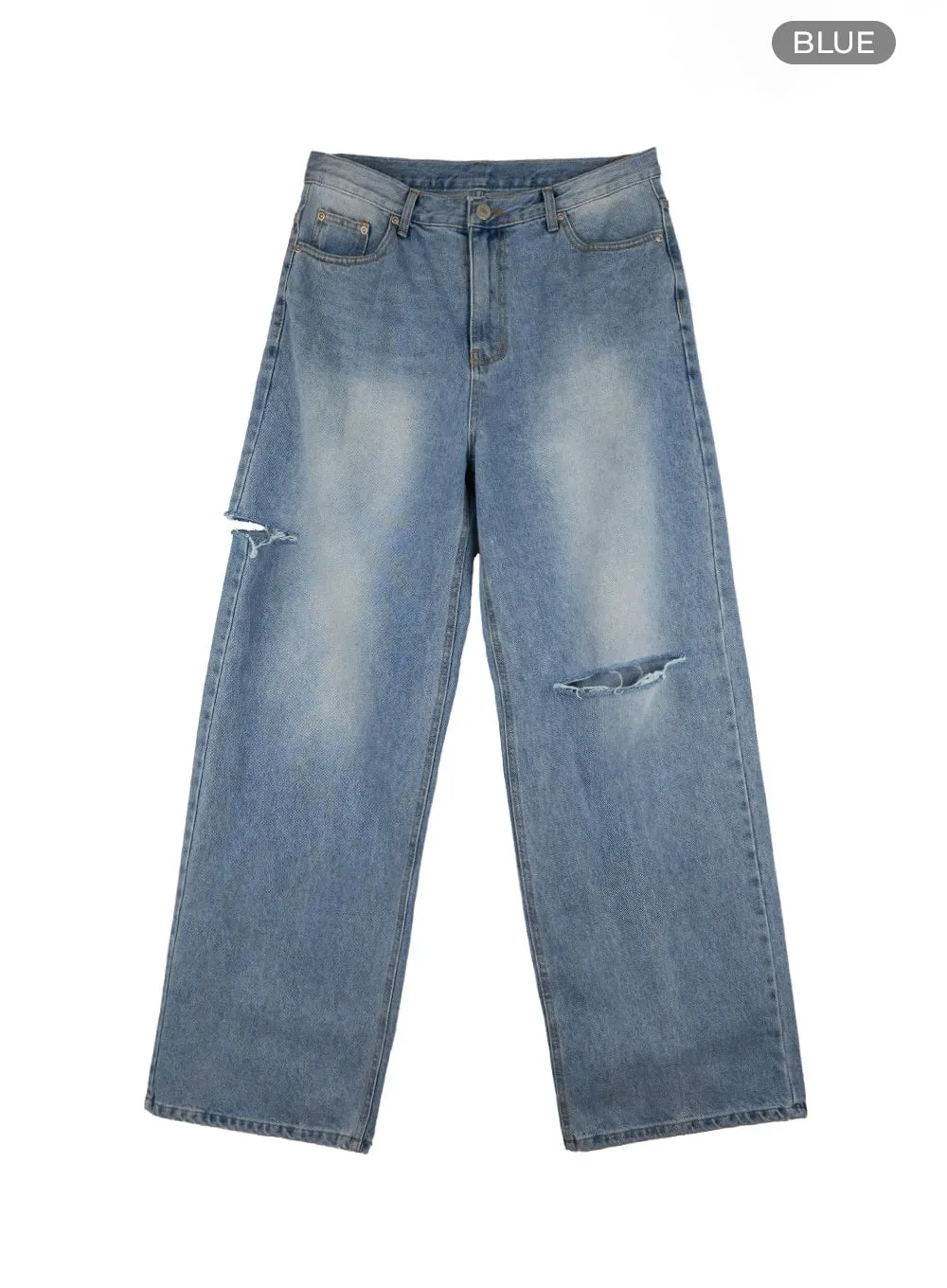 Men's Cut Out Baggy Jeans IU419
