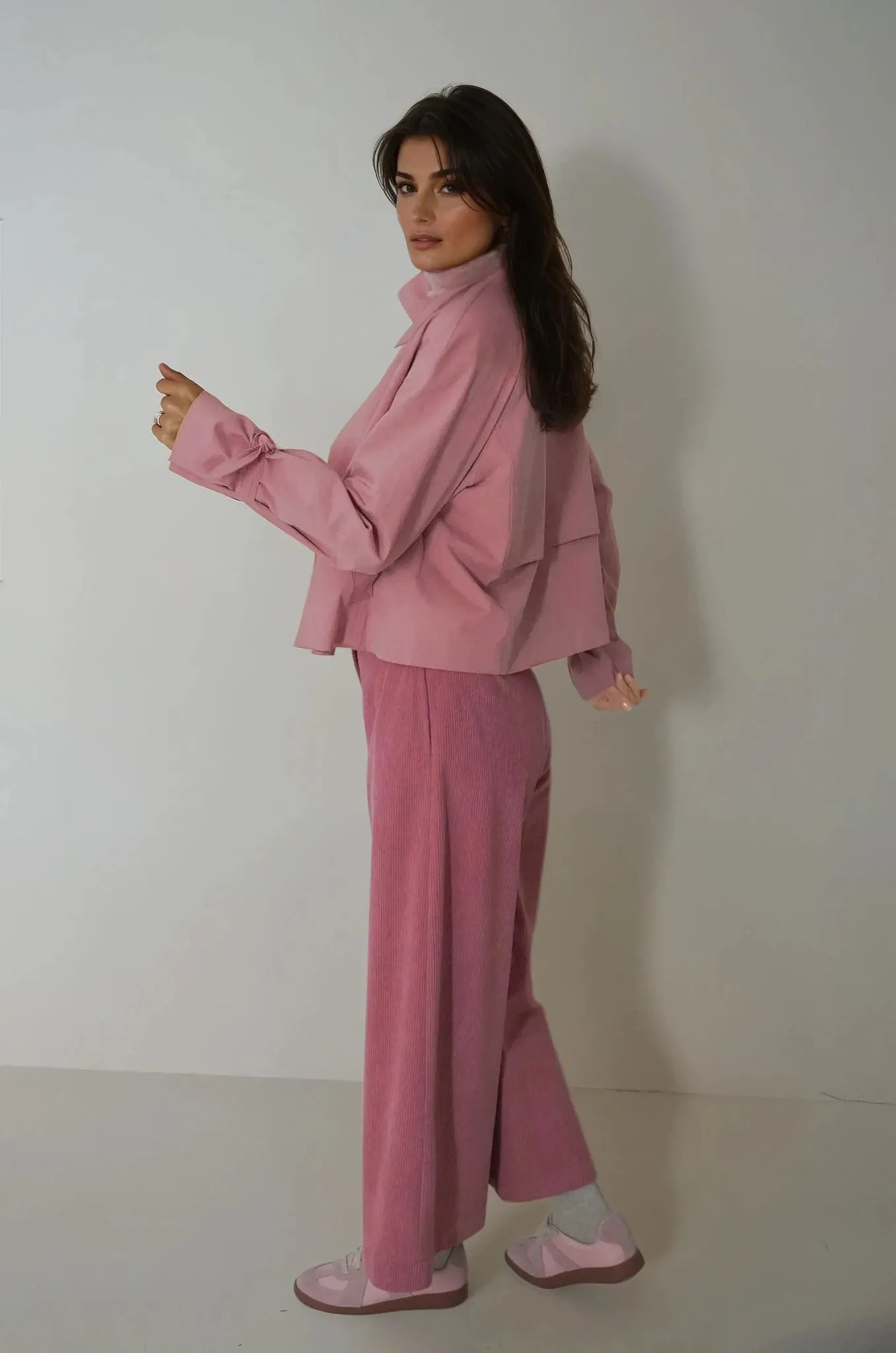 Pink Cropped Trench Coat