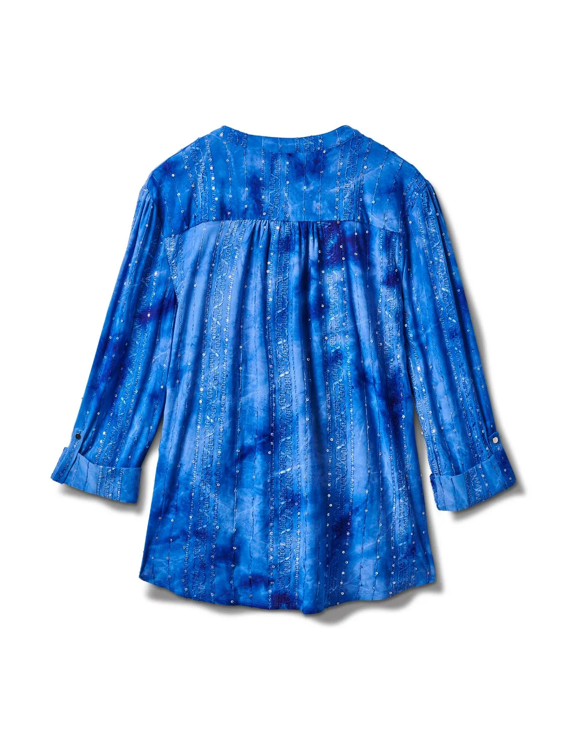 Sequin Blue Tie Dye Popver knit Top