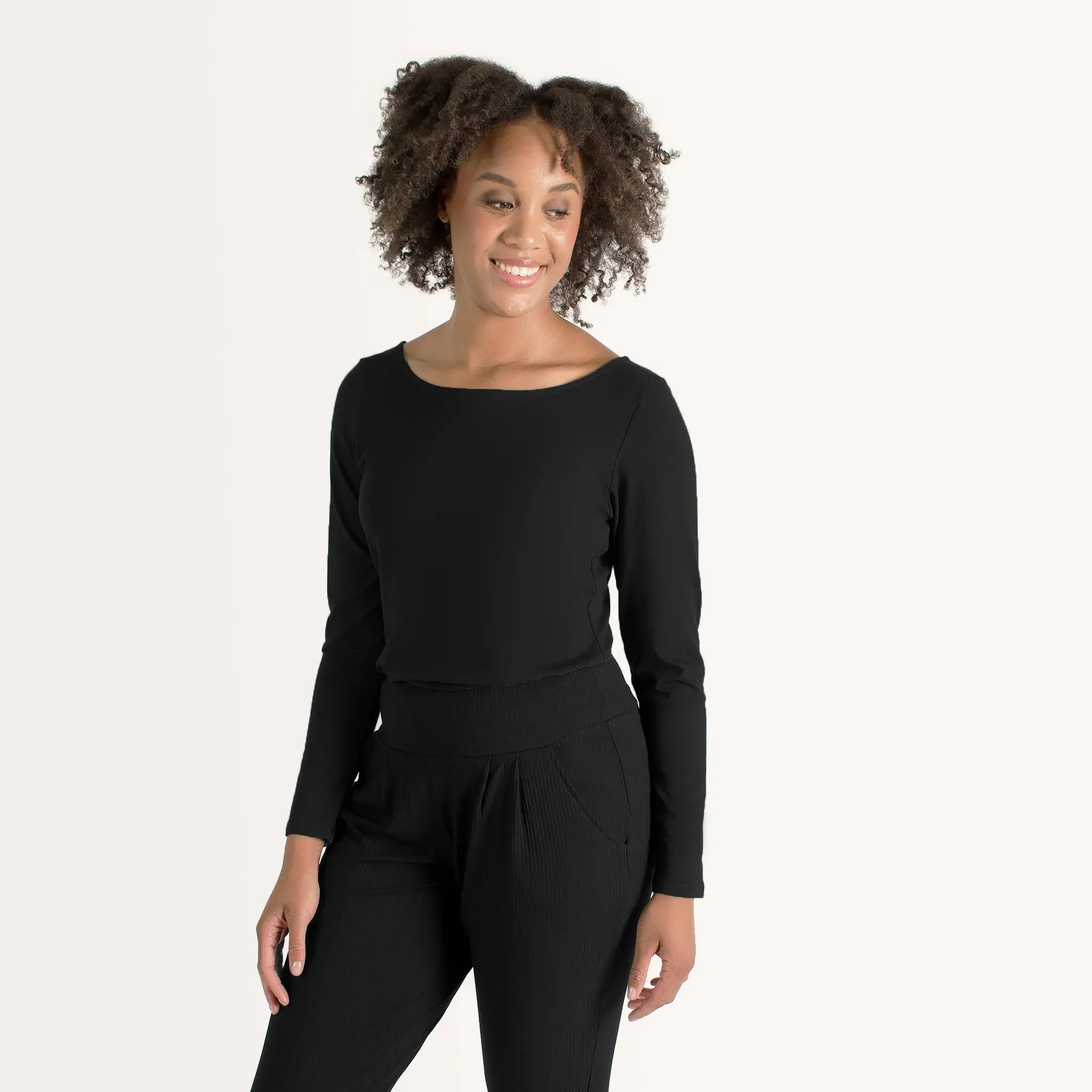 The Effortless Reversible Long Sleeve in Black
